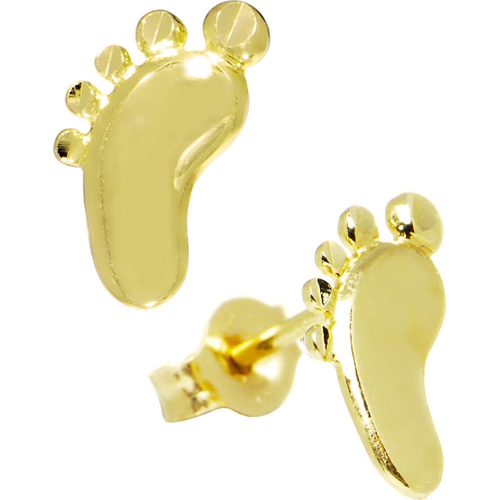 BodyCandy 14k Yellow Gold Pretty Feet Stud Earrings — main product shot