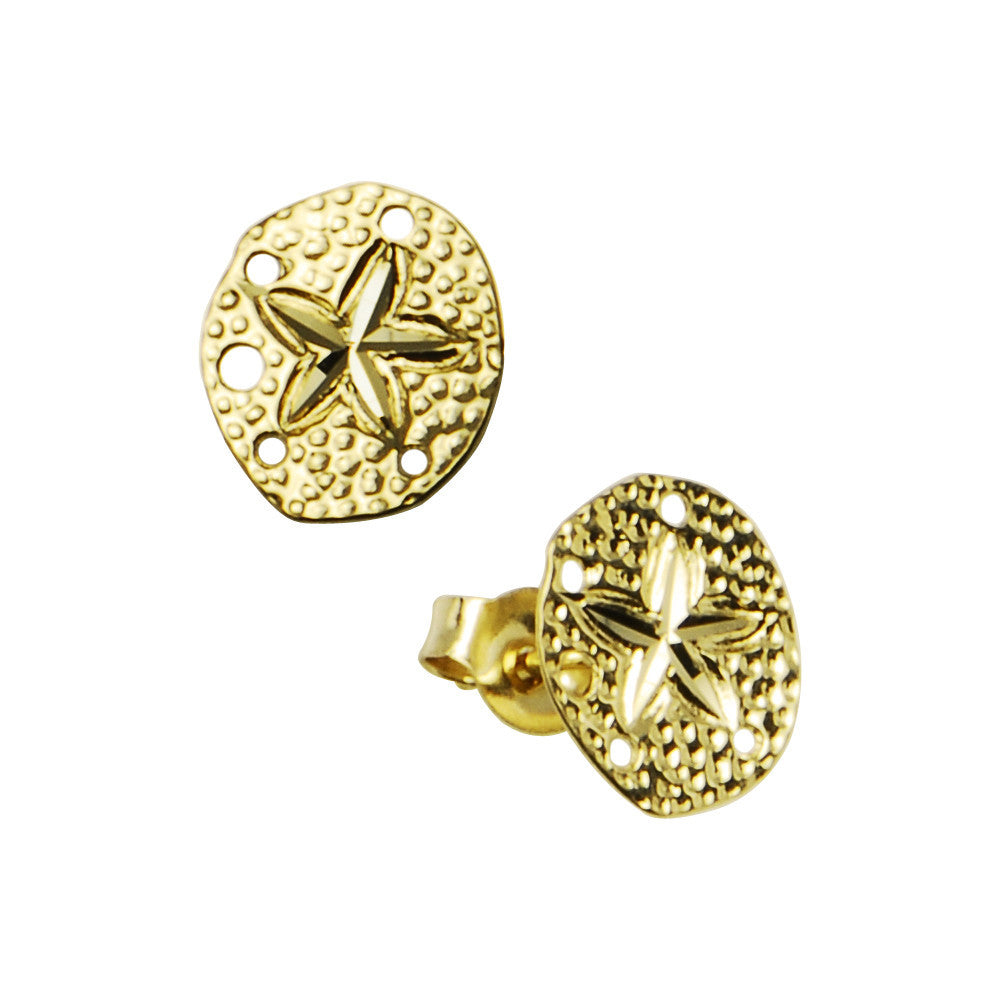 BodyCandy 14k Yellow Gold Sand Dollar Stud Earrings — main product shot