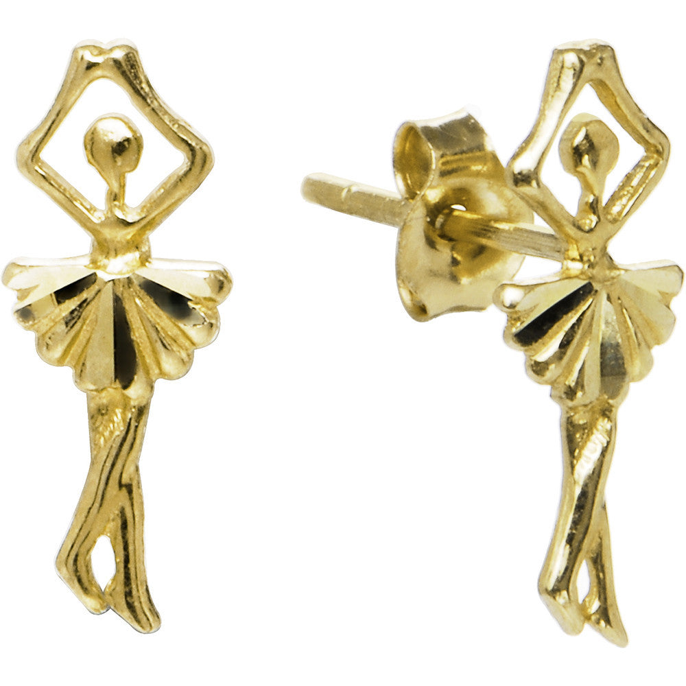 BodyCandy 14k Yellow Gold Ballerina Stud Earrings — main product shot