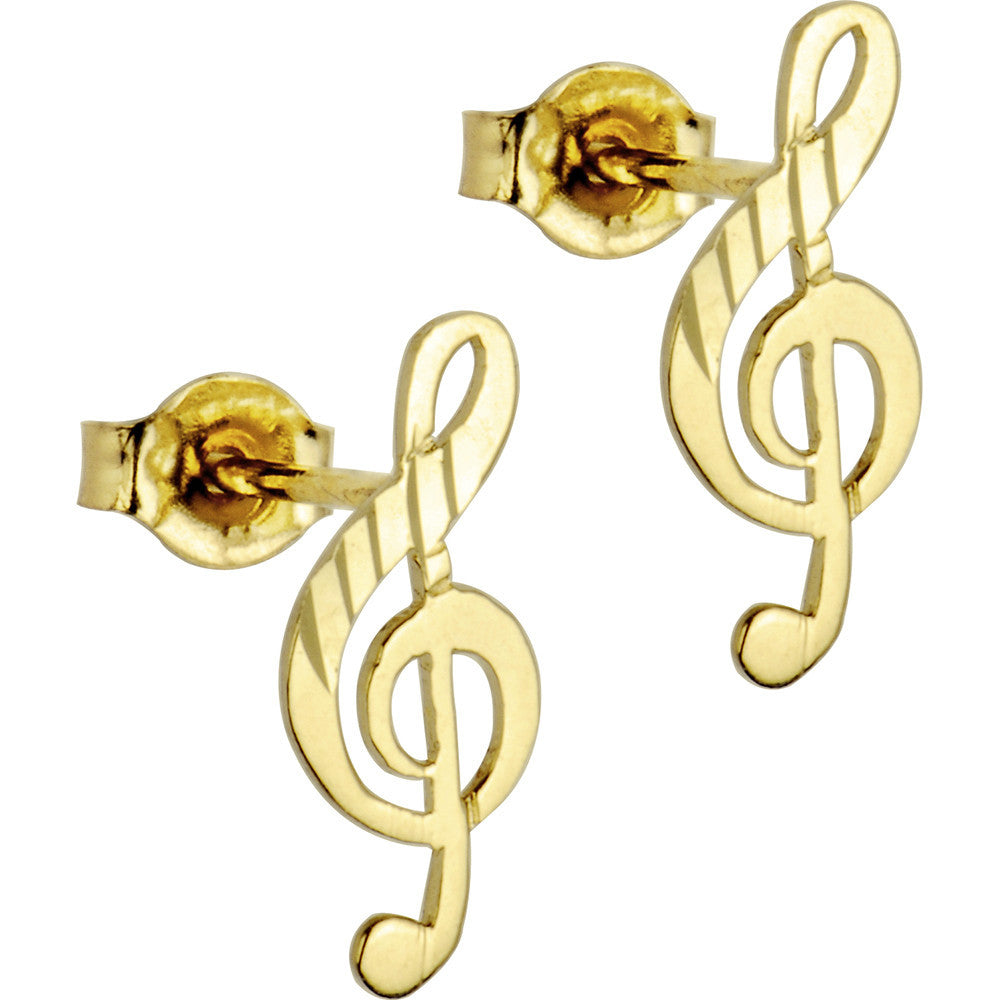 BodyCandy 14k Yellow Gold Music Note Stud Earrings — main product shot