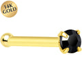 BodyCandy Solid 14K Yellow Gold 2mm Black Cubic Zirconia Nose Bone — main product shot