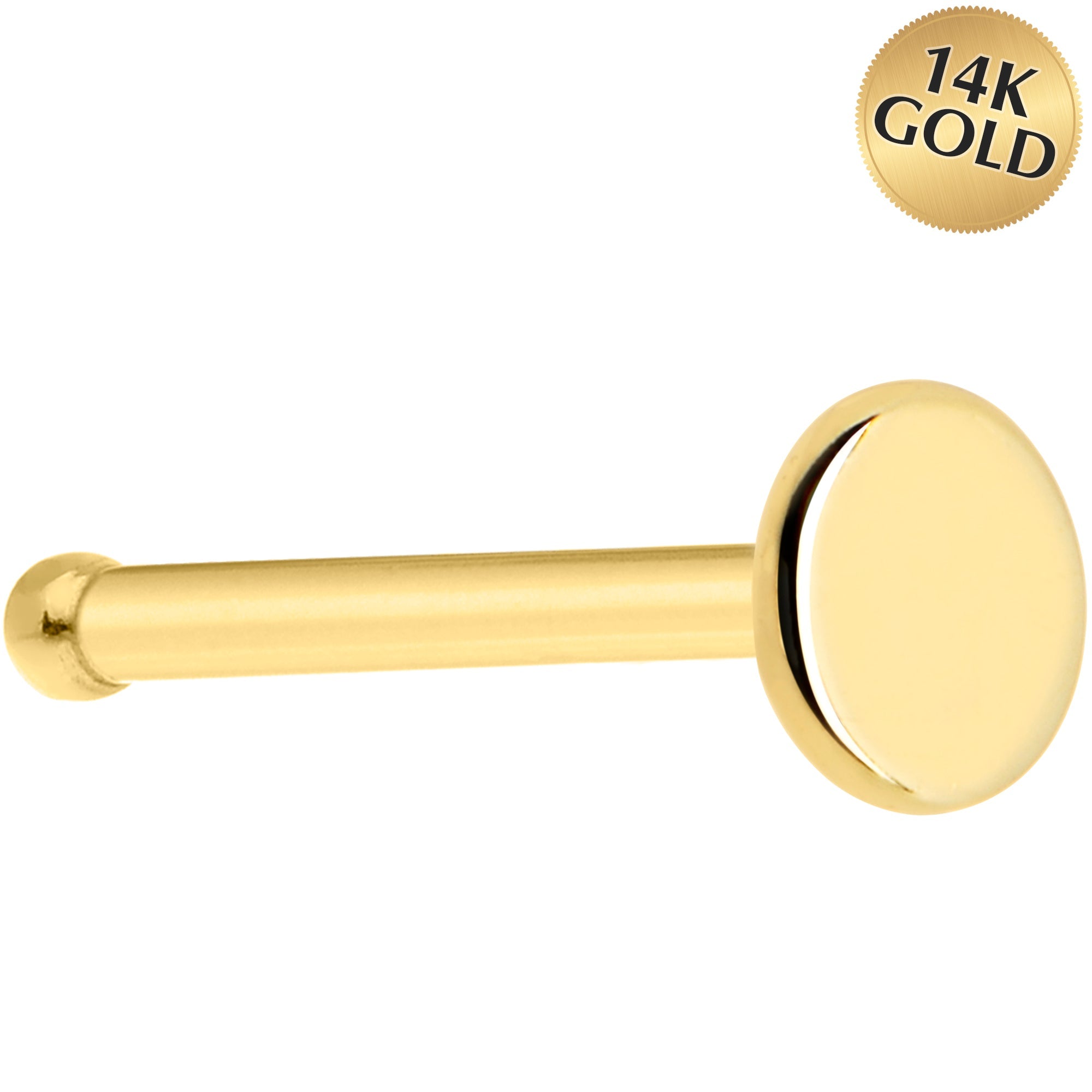 BodyCandy Solid 14K Yellow Gold Flat Disc Nose Bone — main product shot