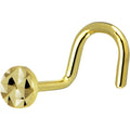 BodyCandy Solid 14K Yellow Gold Textured Flat Disc Nose Screw Ring — main product shot