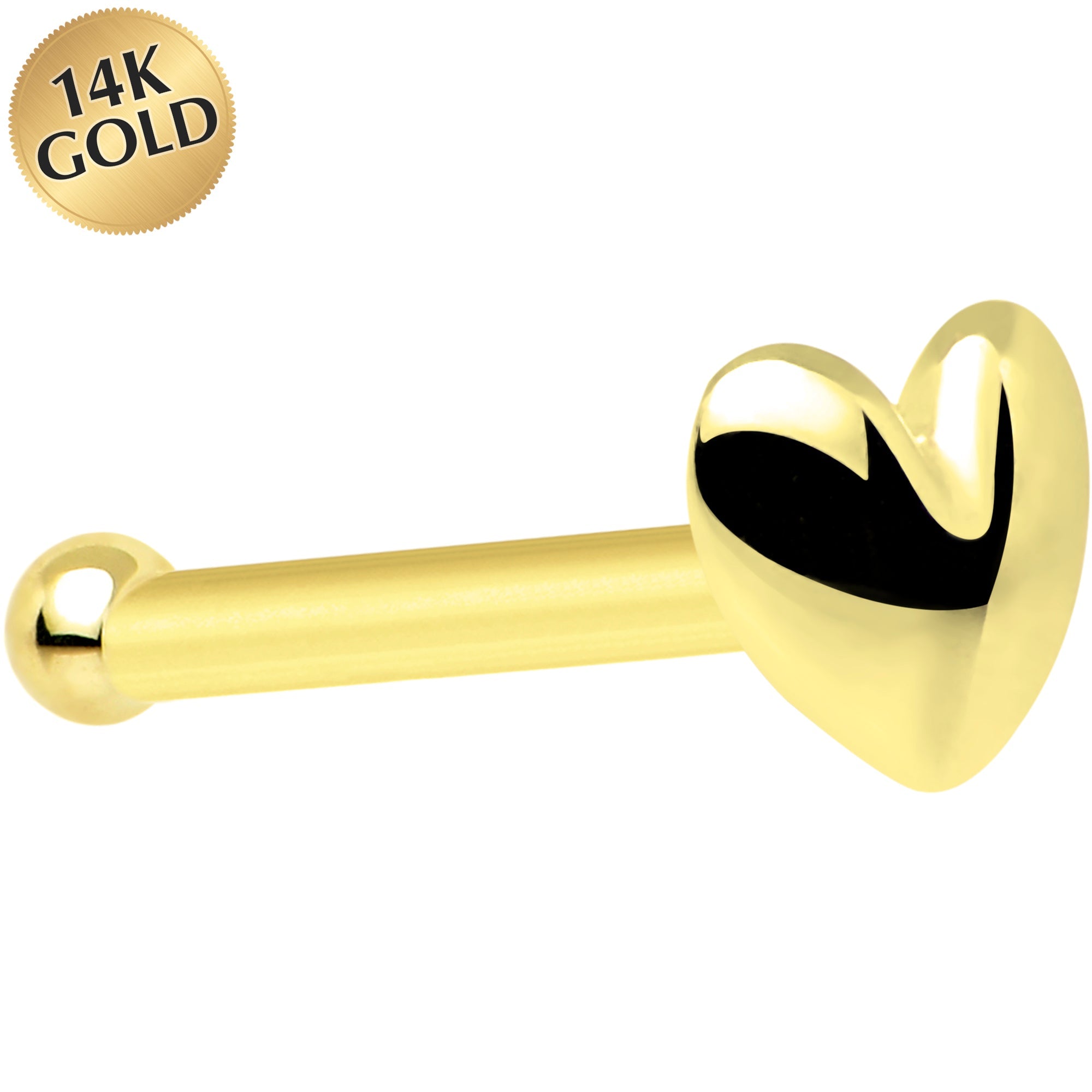 BodyCandy 20G Solid 14K Yellow Gold Heart Nose Bone — main product shot