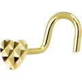 BodyCandy Solid 14K Yellow Gold Flat Textured Heart Nose Screw Ring — main product shot