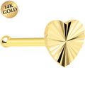 BodyCandy Solid 14K Yellow Gold Flat Textured Heart Nose Bone — main product shot