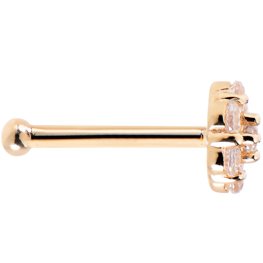 BodyCandy Solid 14K Yellow Gold Clear CZ Flower Nose Bone — lifestyle context