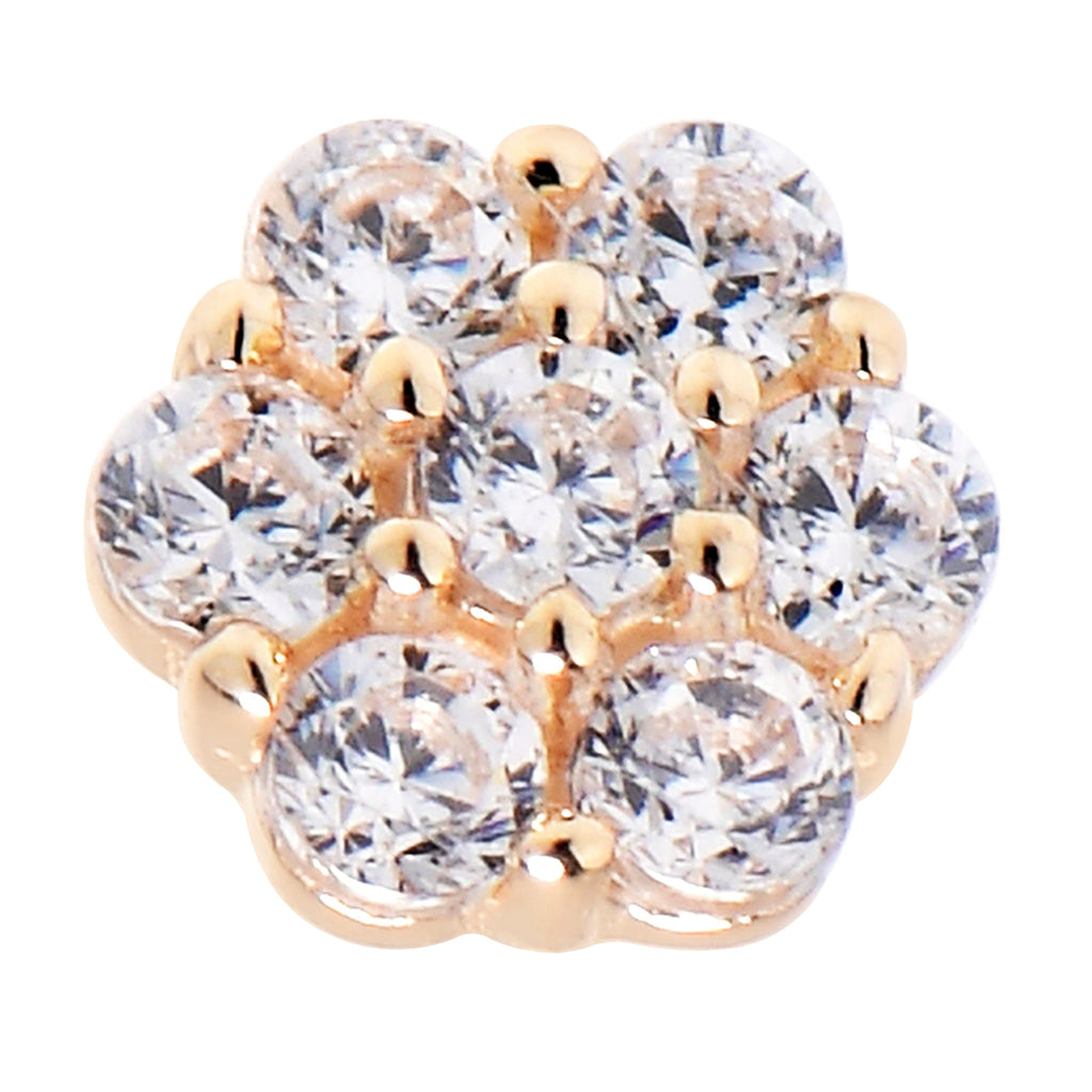BodyCandy Solid 14K Yellow Gold Clear CZ Flower Nose Bone — side view