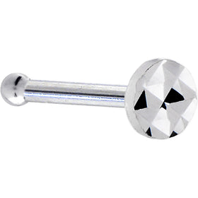 Solid 14K White Gold Textured Flat Disc Nose Bone