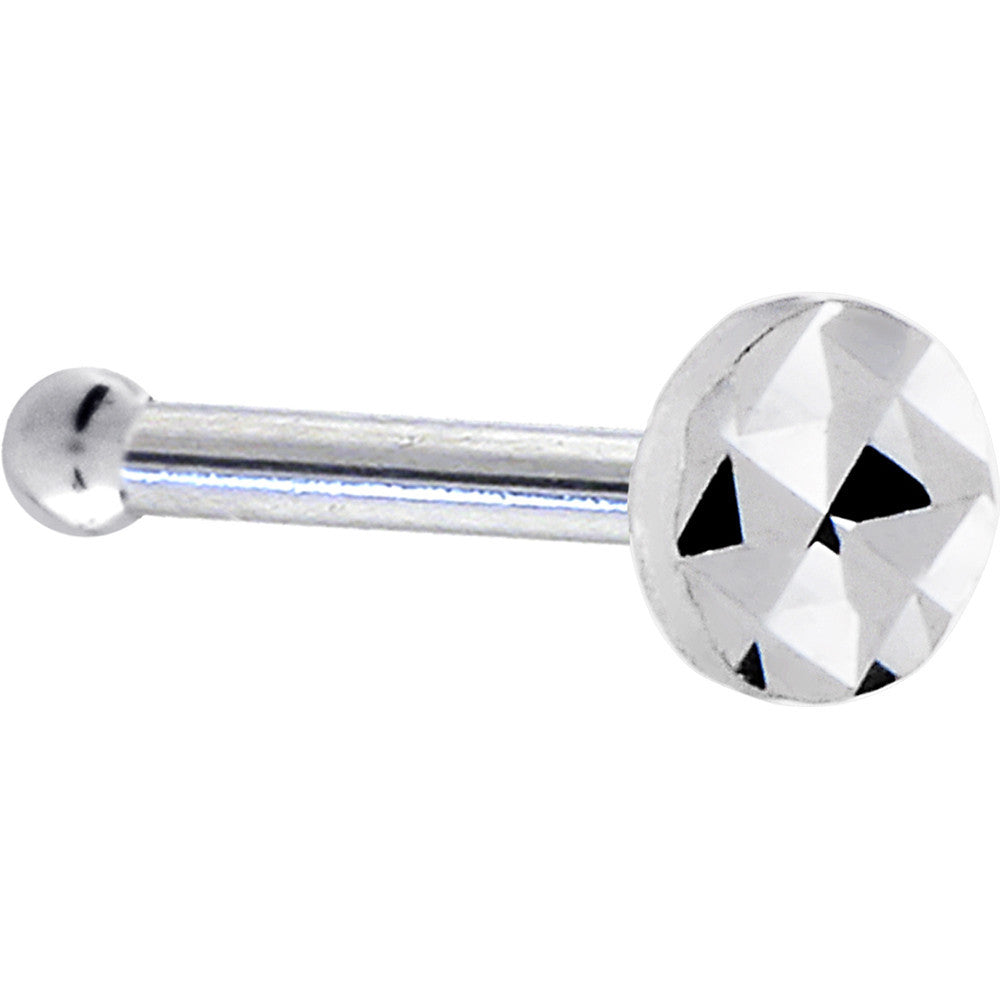 BodyCandy Solid 14K White Gold Textured Flat Disc Nose Bone — main product shot