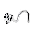 BodyCandy Solid 14K White Gold Textured Heart Nose Screw Ring — main product shot