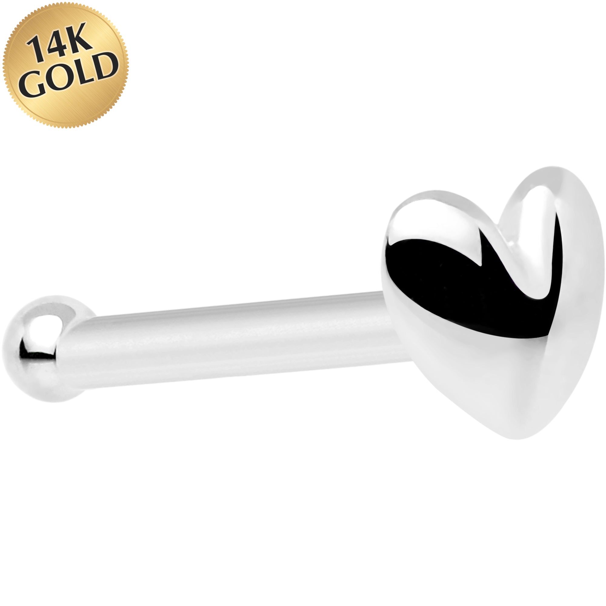 BodyCandy Solid 14K White Gold Heart Nose Bone — main product shot