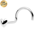 BodyCandy Solid 14K White Gold Heart Nose Screw Ring — main product shot