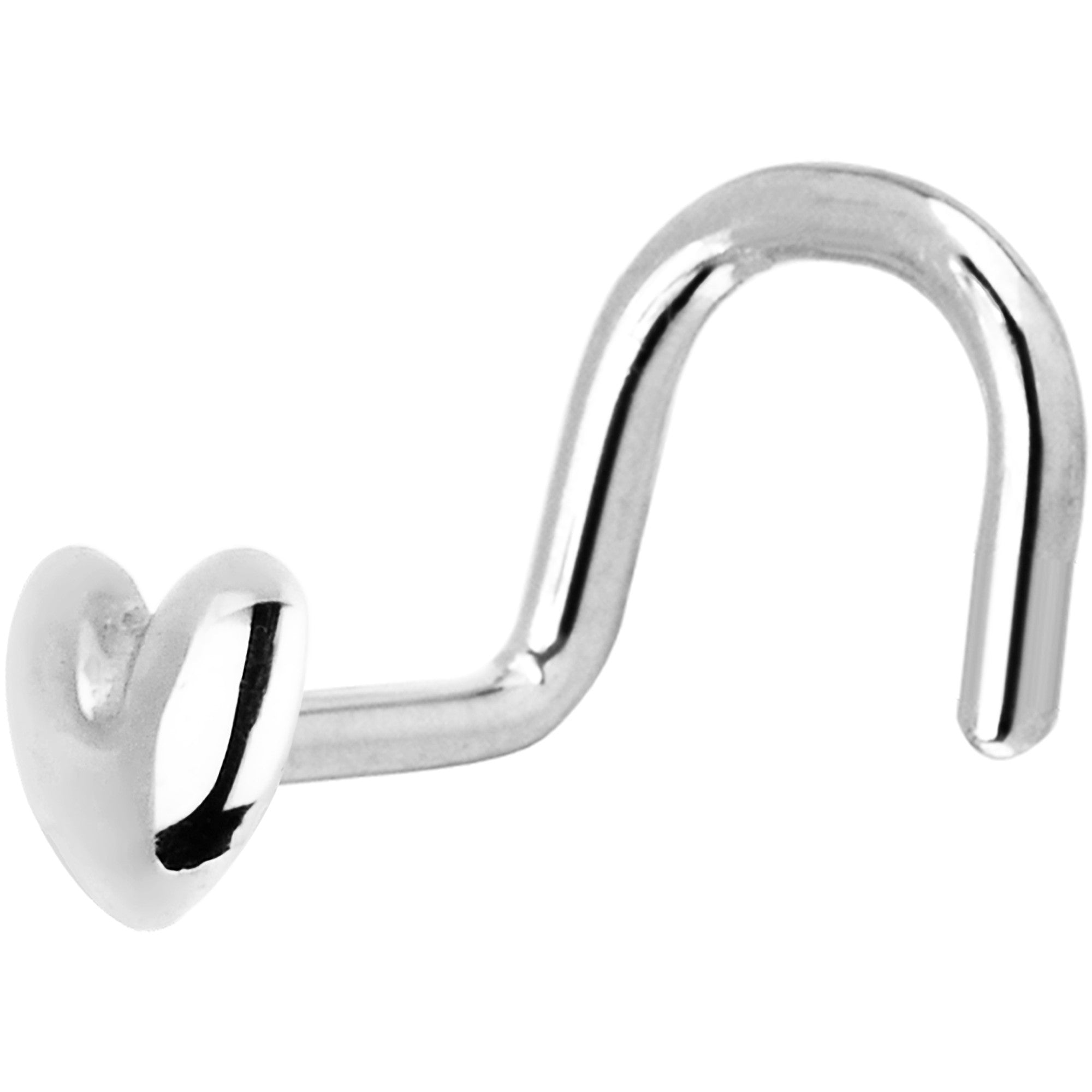 BodyCandy Solid 14K White Gold Heart Nose Screw Ring — lifestyle context
