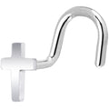 BodyCandy Solid 14K White Gold Cross Nose Screw Ring — main product shot