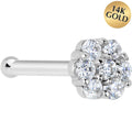 BodyCandy Solid 14K White Gold Clear CZ Flower Nose Bone — main product shot