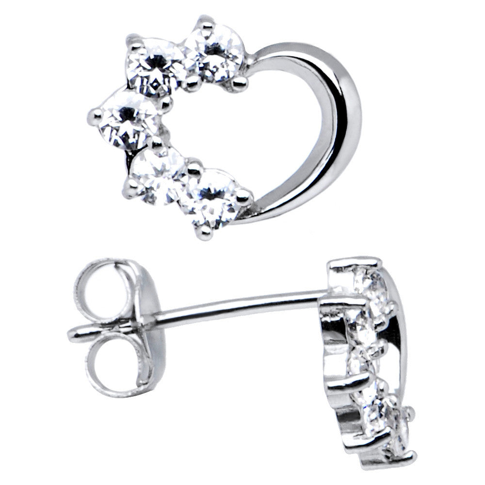 BodyCandy 14k White Gold CZ Hollow Heart Stud Earrings — main product shot