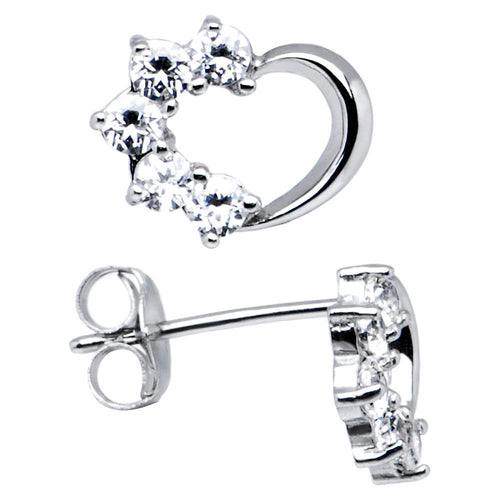 BodyCandy 14k White Gold CZ Hollow Heart Stud Earrings — main product shot