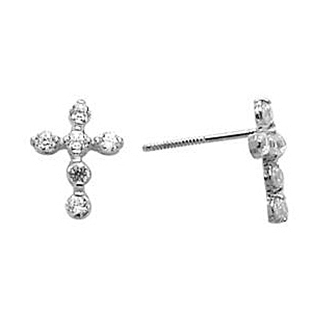 BodyCandy 14k White Gold Cubic Zirconia Cross Stud Earrings — main product shot