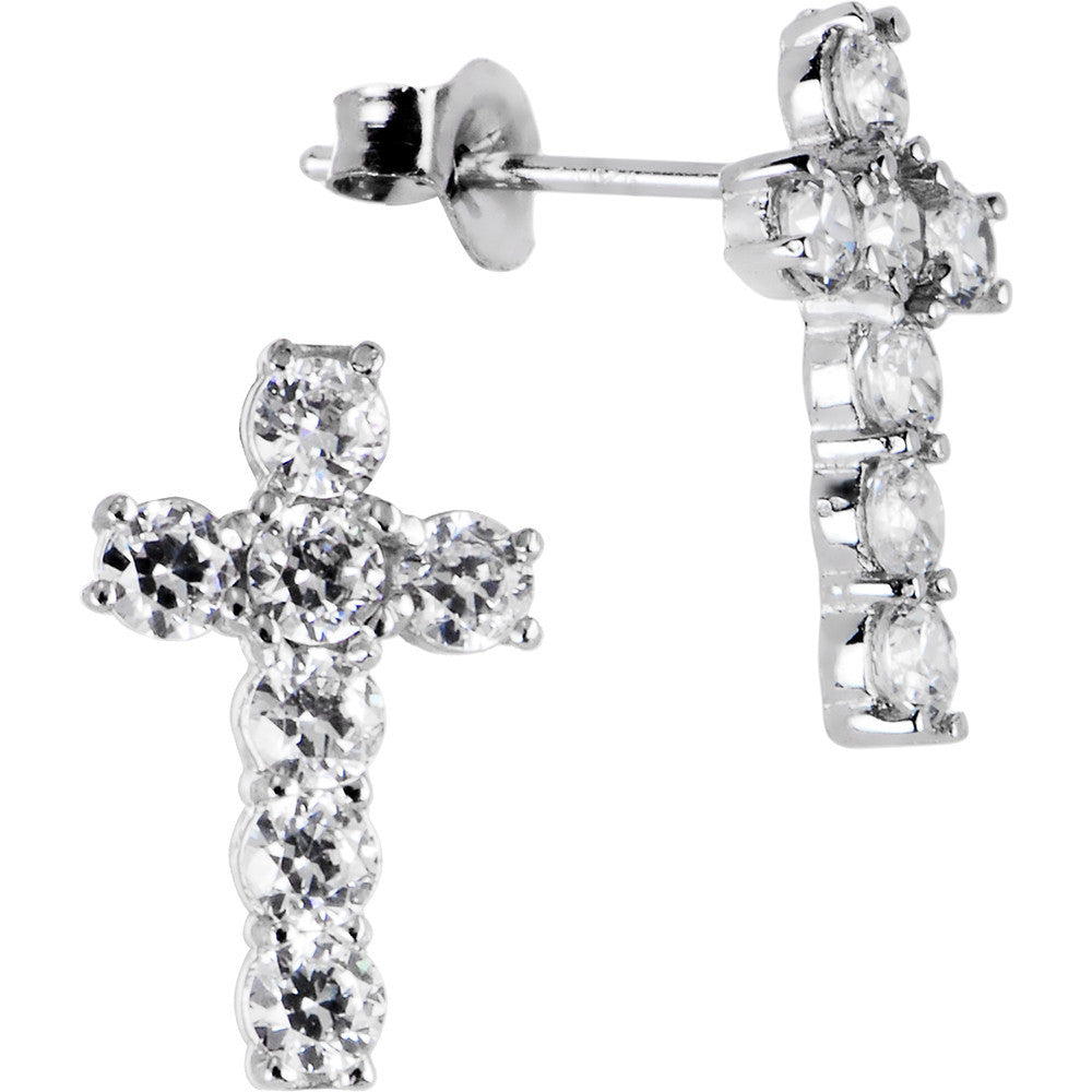 BodyCandy 14k White Gold CZ Cross Stud Earrings — main product shot