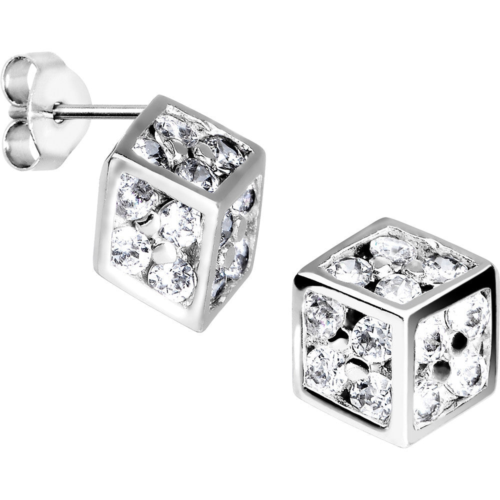 BodyCandy 14k White Gold CZ 7mm Dice Stud Earrings — main product shot