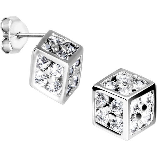 BodyCandy 14k White Gold CZ 7mm Dice Stud Earrings — main product shot