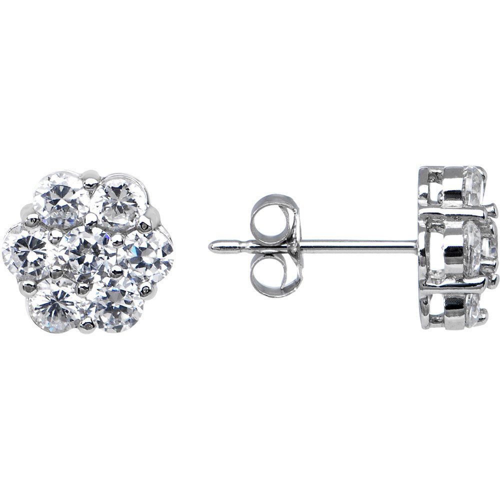 BodyCandy 14k White Gold 8mm CZ Flower Stud Earrings — main product shot