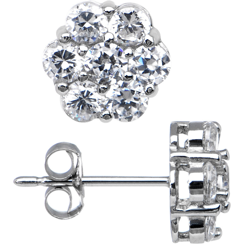 BodyCandy 14k White Gold 9mm CZ Flower Stud Earrings — main product shot