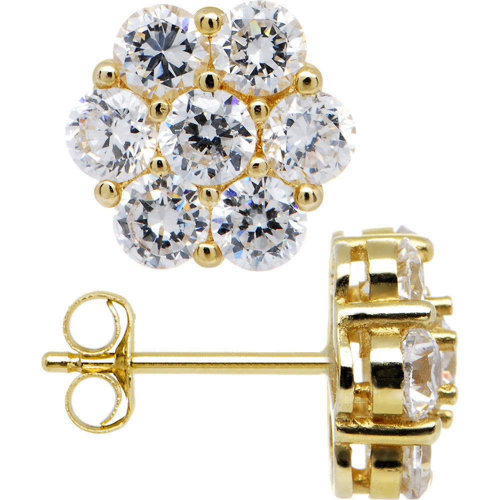 BodyCandy 14k Yellow Gold 8mm CZ Flower Stud Earrings — main product shot