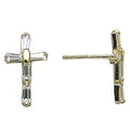BodyCandy 14k Yellow Gold CZ Baguette Cross Stud Earrings — main product shot