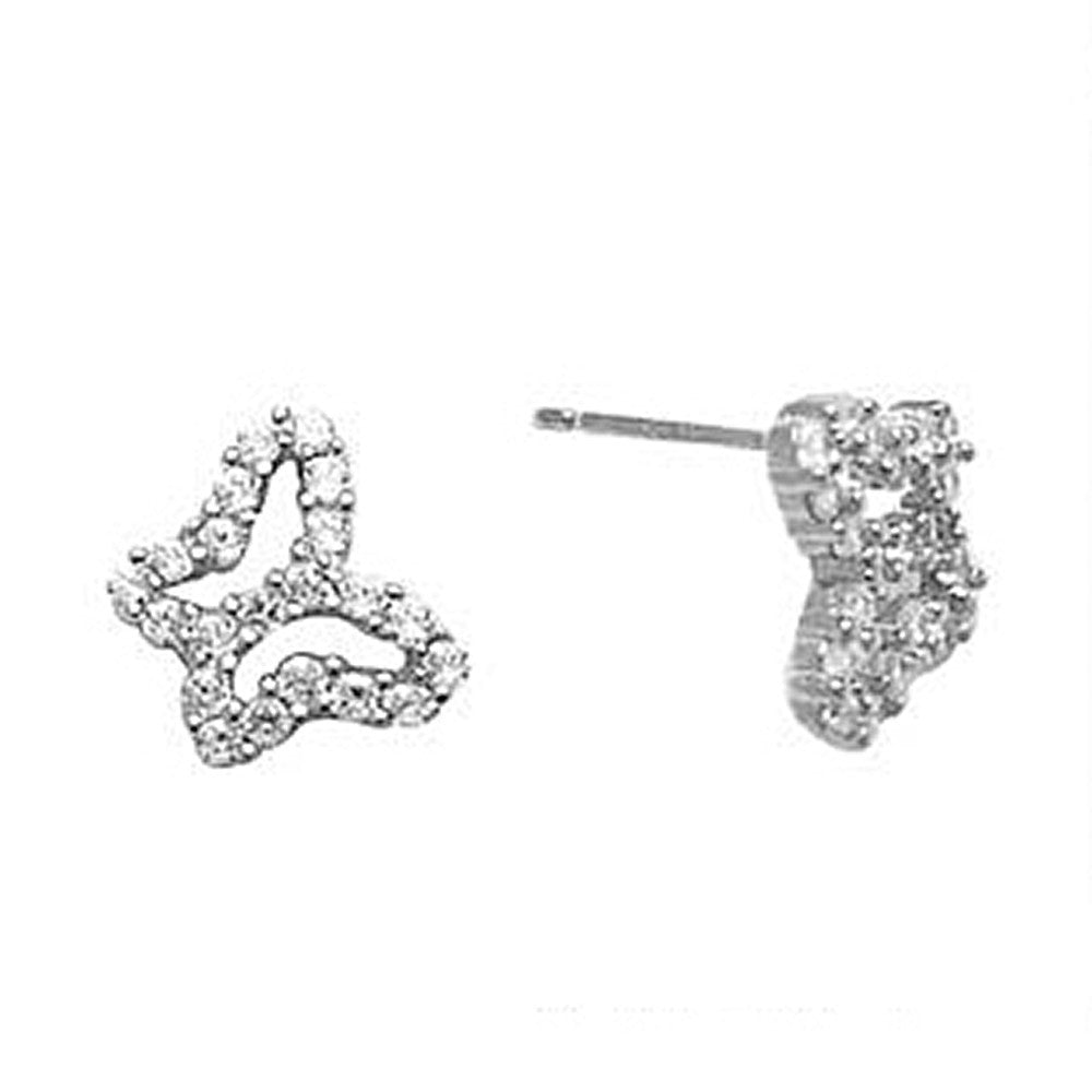 BodyCandy 14k White Gold CZ Hollow Butterfly Stud Earrings — main product shot