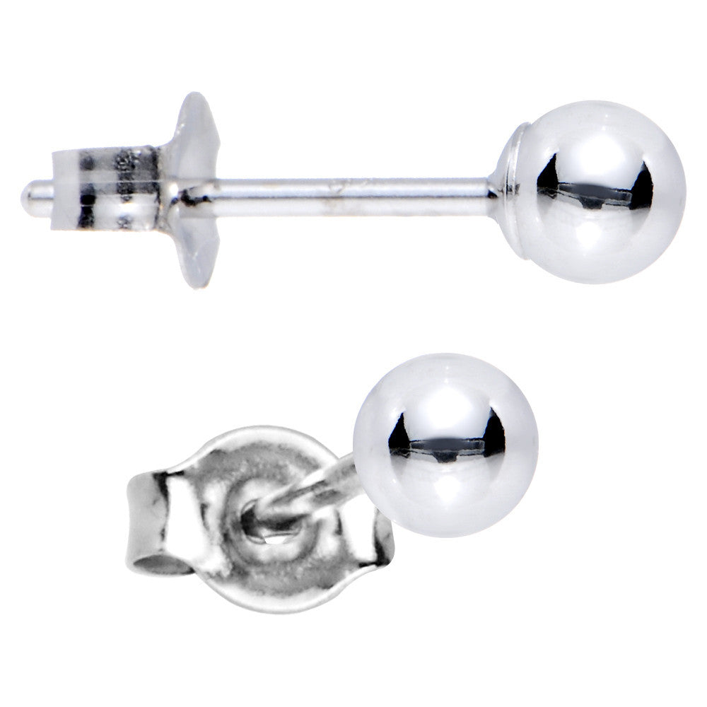 BodyCandy 14k White Gold 3mm Ball Earrings — main product shot