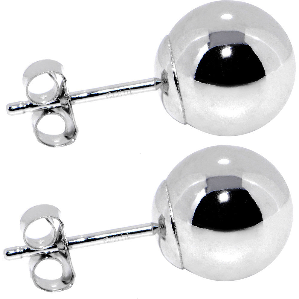 BodyCandy 14k White Gold 8mm Ball Earrings — main product shot