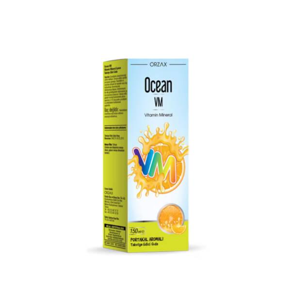 Ocean VM Vitamin Mineral Syrup for Adults and Children - Orange Flavored Dietary Supplement 150ml