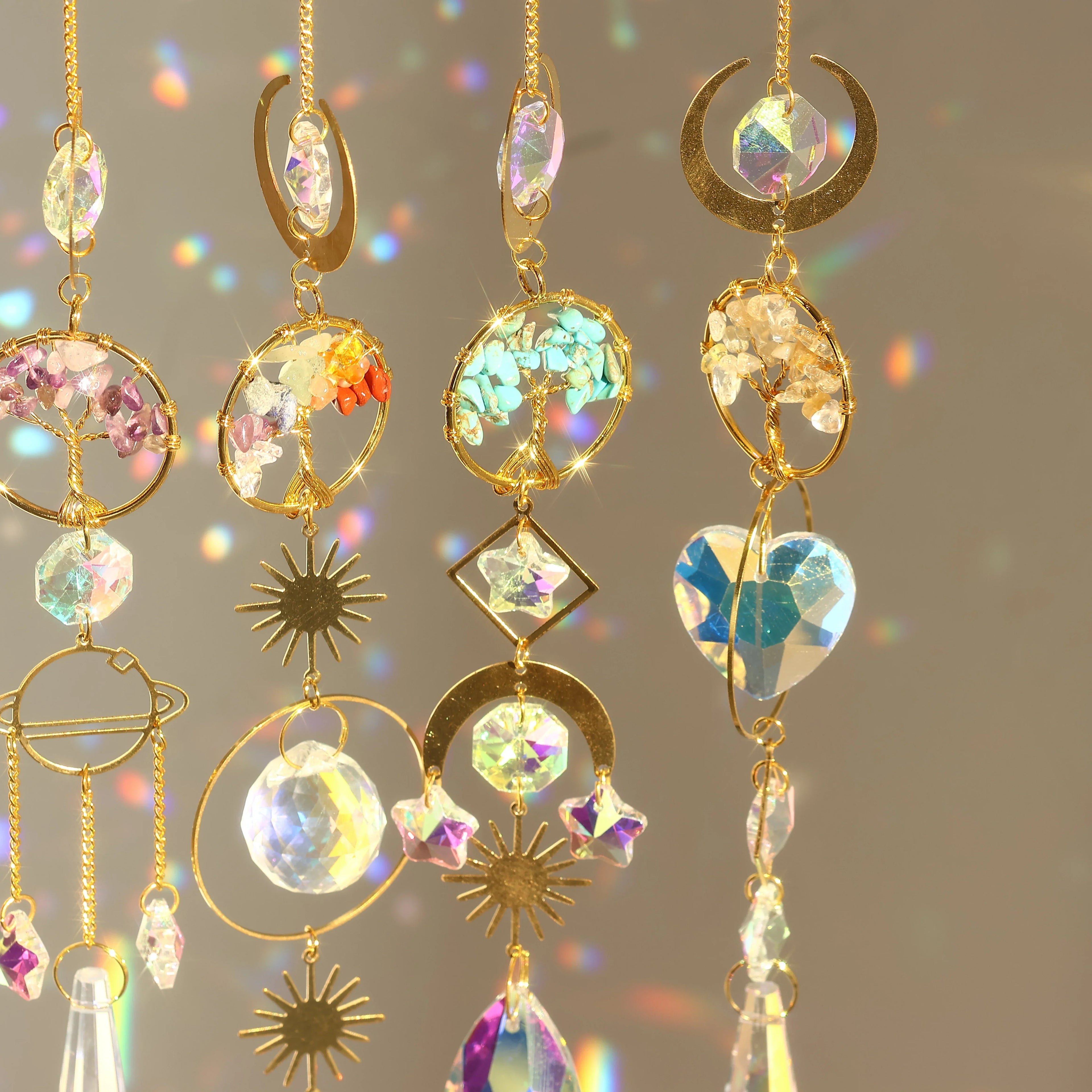 Perfecsy Tree of Life Crystal Pendant Sun Catcher Indoor and Outdoor Rainbow Home Garden Window Christmas Tree Wedding Decora