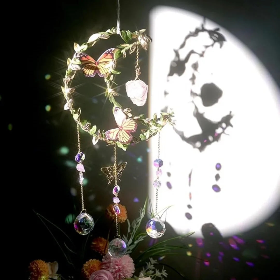 Perfecsy Sun Catcher with Butterfly Floral Vine Design Wedding Decor Home Wedding Party Decoration Ornament — lifestyle conte