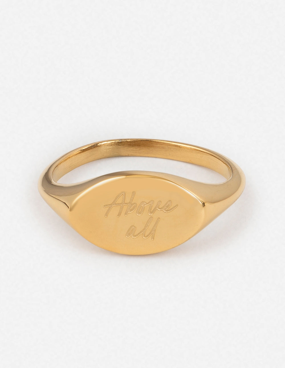 Elevated Faith Above All Oval Signet Ring — main product shot