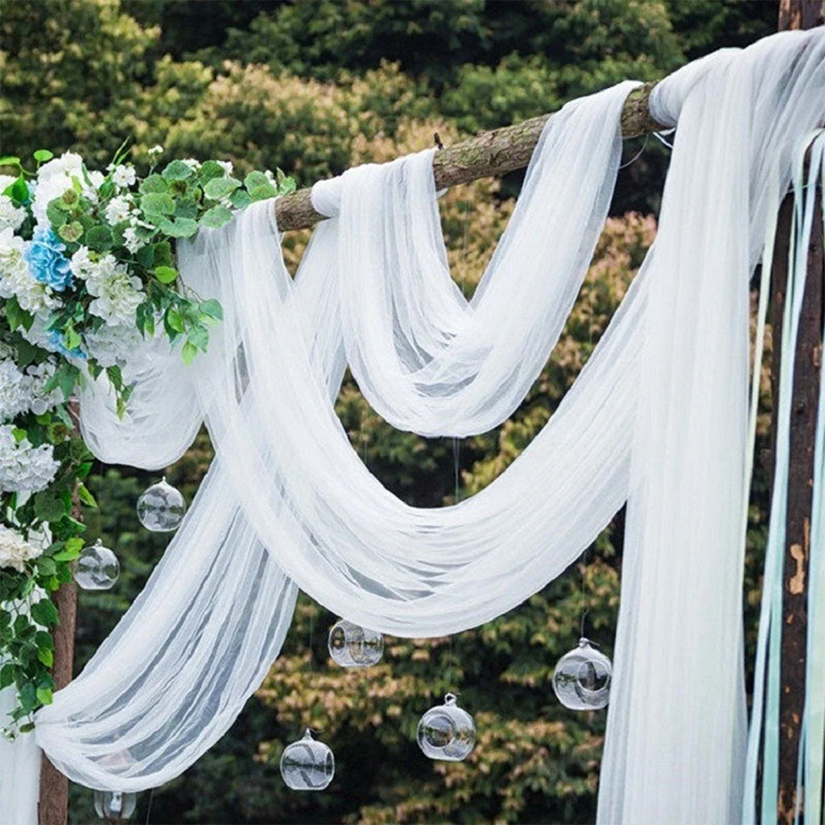 Perfecsy White Wedding Decoration Tulle Roll Crystal Organza Sheer Fabric For Wedding Birthday Party Backdrop Weeding Chair S