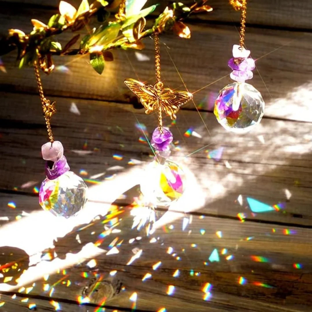 Perfecsy Sun Catcher with Butterfly Floral Vine Design Wedding Decor Home Wedding Party Decoration Ornament — side view