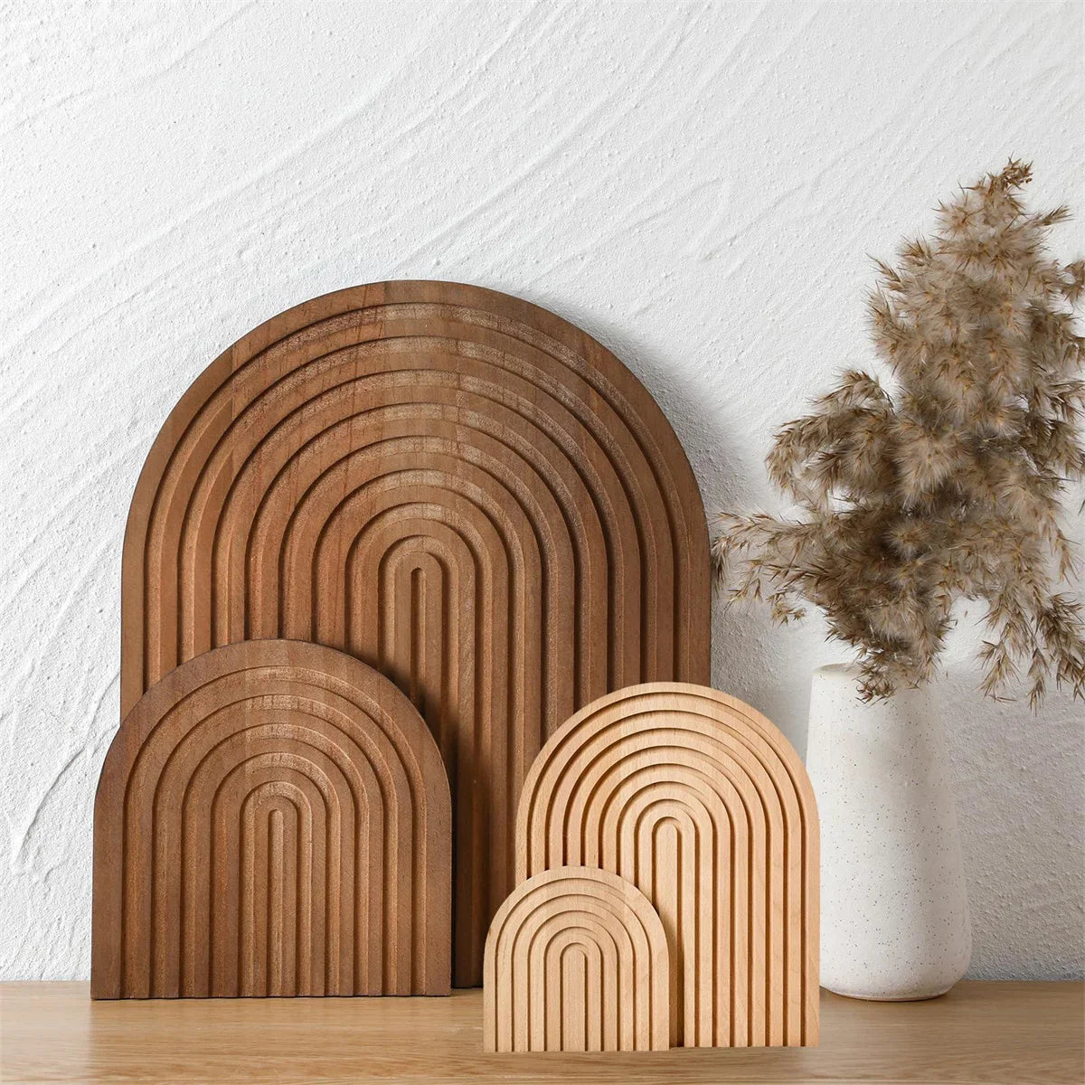 Perfecsy Wooden Wave Arch Shaped Cutting Board Boho Style Decorative Wooden Cutting Board Home Decor for Kitchen Dining Room 