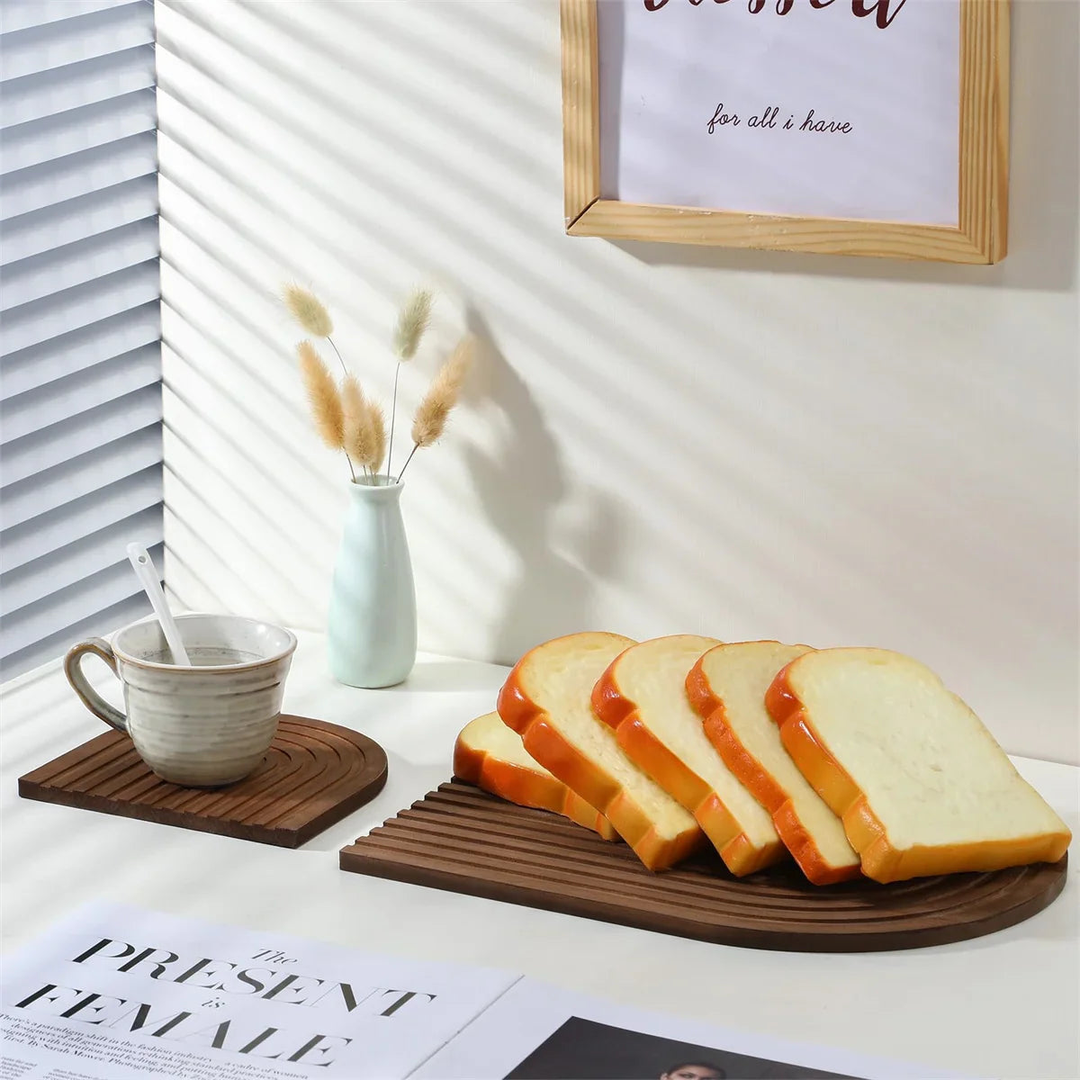 Perfecsy Wooden Wave Arch Shaped Cutting Board Boho Style Decorative Wooden Cutting Board Home Decor for Kitchen Dining Room 