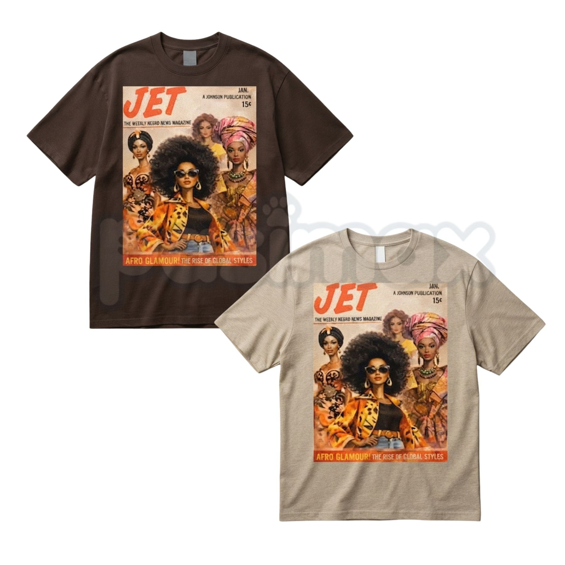 Afro Glamour Vintage Magazine Cotton T-Shirt – Retro Black Beauty Graphic Tee, Premium Melanin Pride Unisex Streetwear Shirt