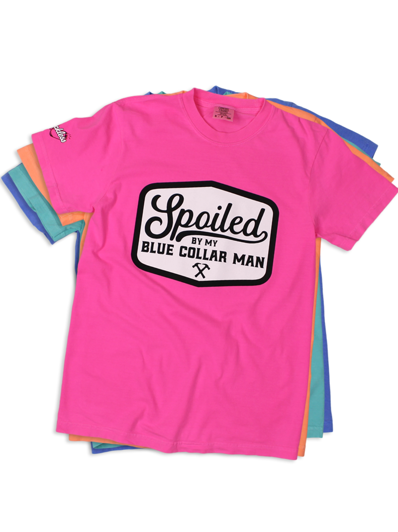 Luckless Outfitters Spoiled By My Blue Collar Man Tee — main product shot