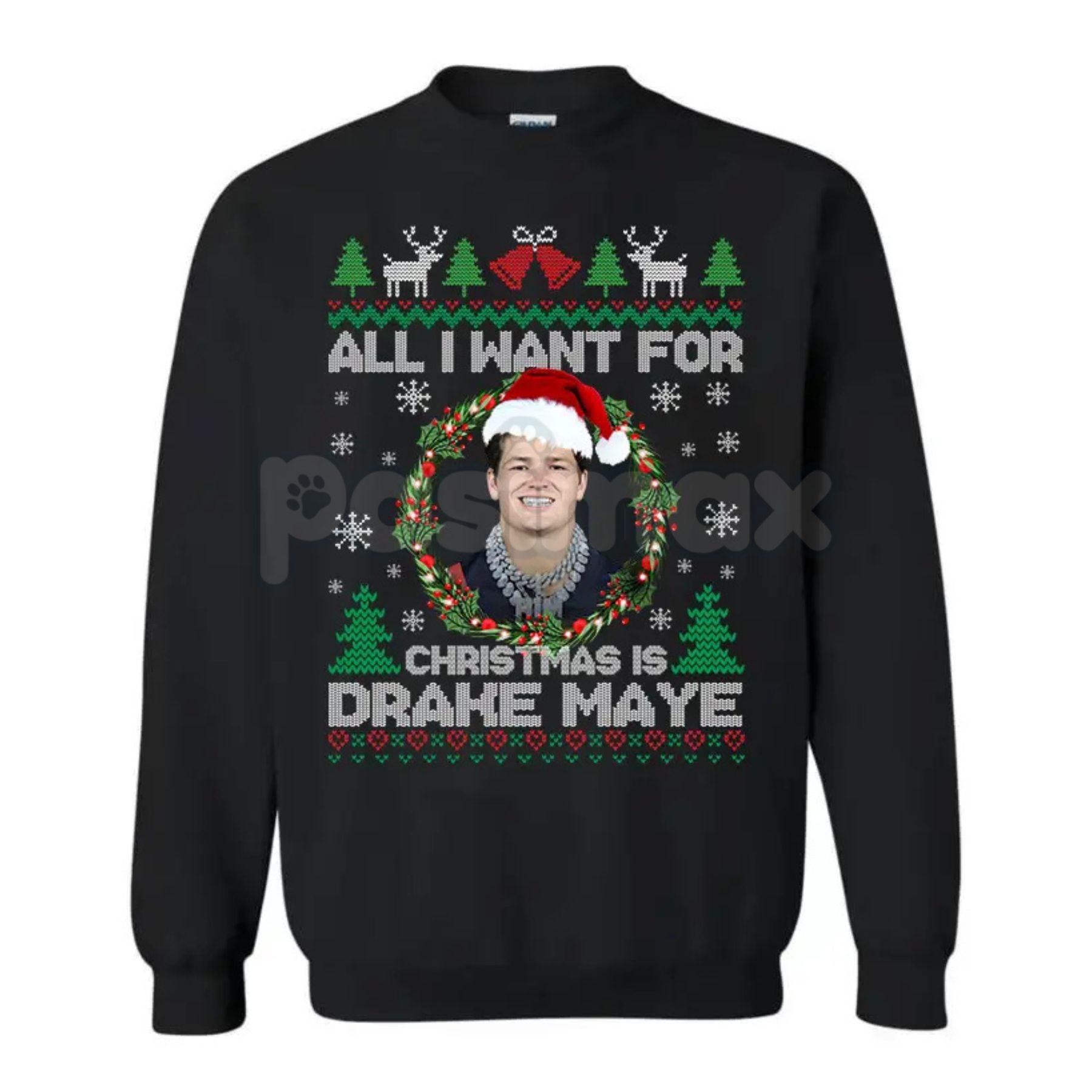 Pasimax All I Want For Christmas Is D Maye Sweatshirt | Drake Maye Football Fan Crewneck | UNC QB Draft Prospect Jumper | Spo