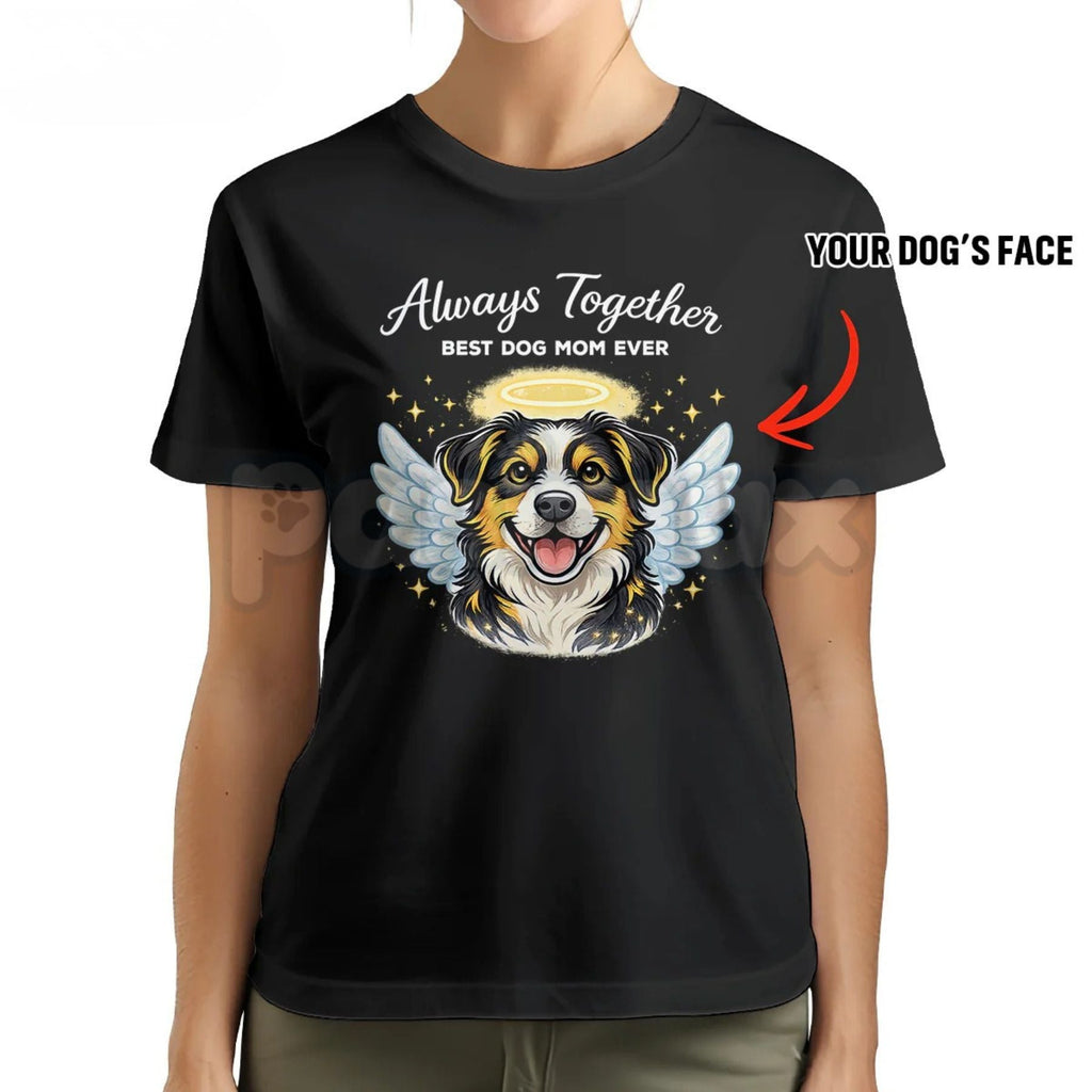 "Always Together" Custom Dog Face T-Shirt – Best Dog Mom Ever Personalized Graphic Tee, Premium 100% Cotton Pet Lover Top, Soft Lived-In Heavyweight Dog Mama Shirt, Made in USA