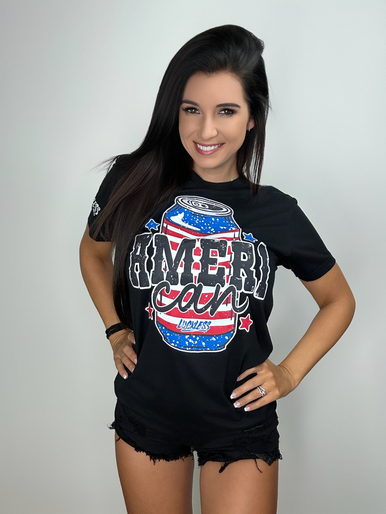 Luckless Outfitters Ameri-CAN Tee — detail close-up