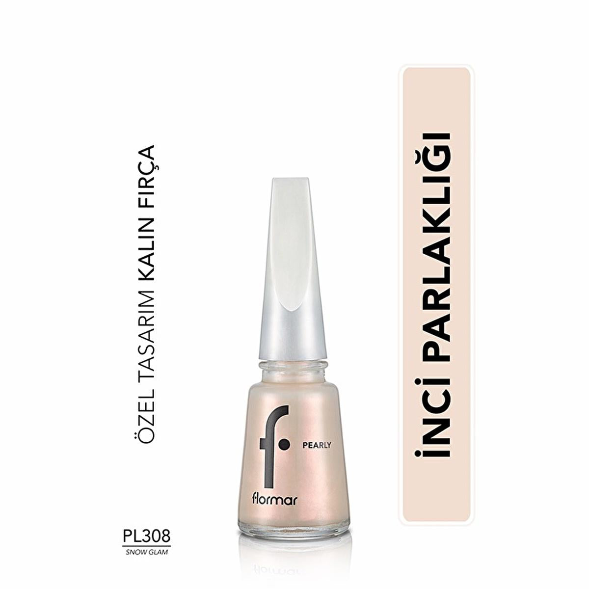 Flormar Pearly Nail Polish: Long-Lasting, High Pigment Shimmering Color for Elegant Nails - Snow Glam