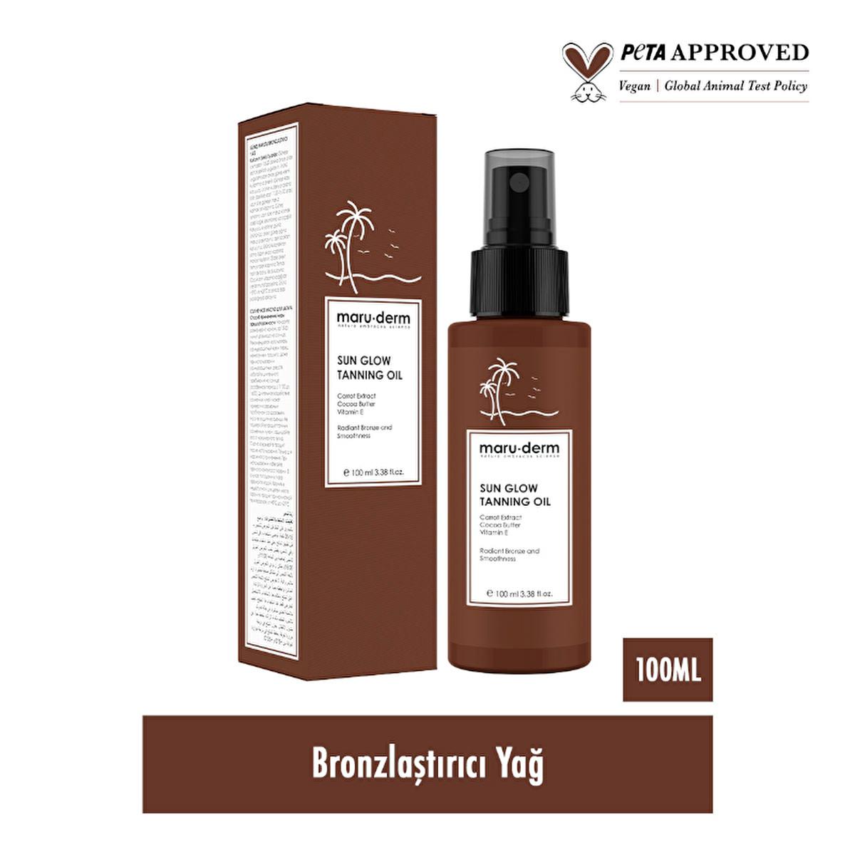 Maruderm Sun Glow Tanning Oil: Natural Bronzer with Cocoa & Carrot for Fast, Moisturizing Sun Tanning