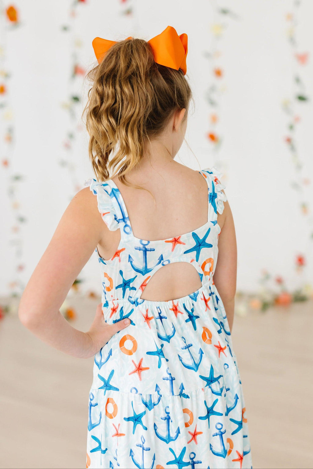 Mila & Rose ® Anchors Away Ruffle Maxi Dress — detail close-up