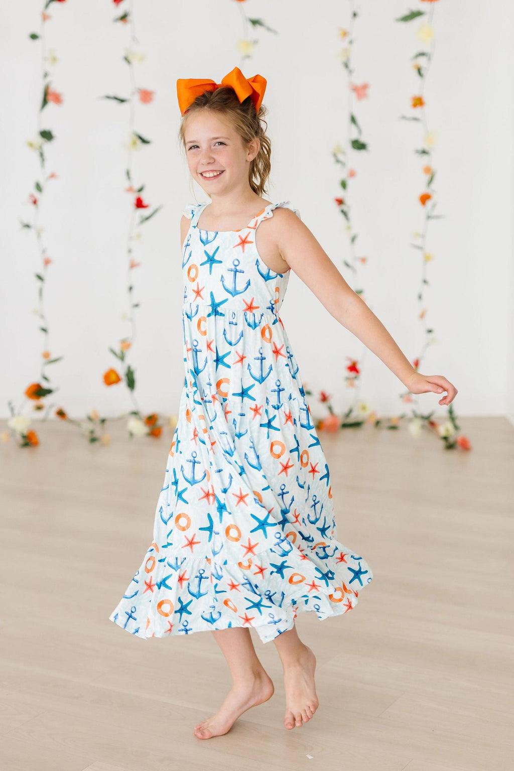 Mila & Rose ® Anchors Away Ruffle Maxi Dress — lifestyle context